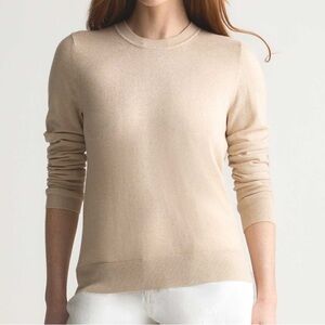 Quince Tan Cotton Cashmere Lightweight Crew Neck Sweater M Pull Over